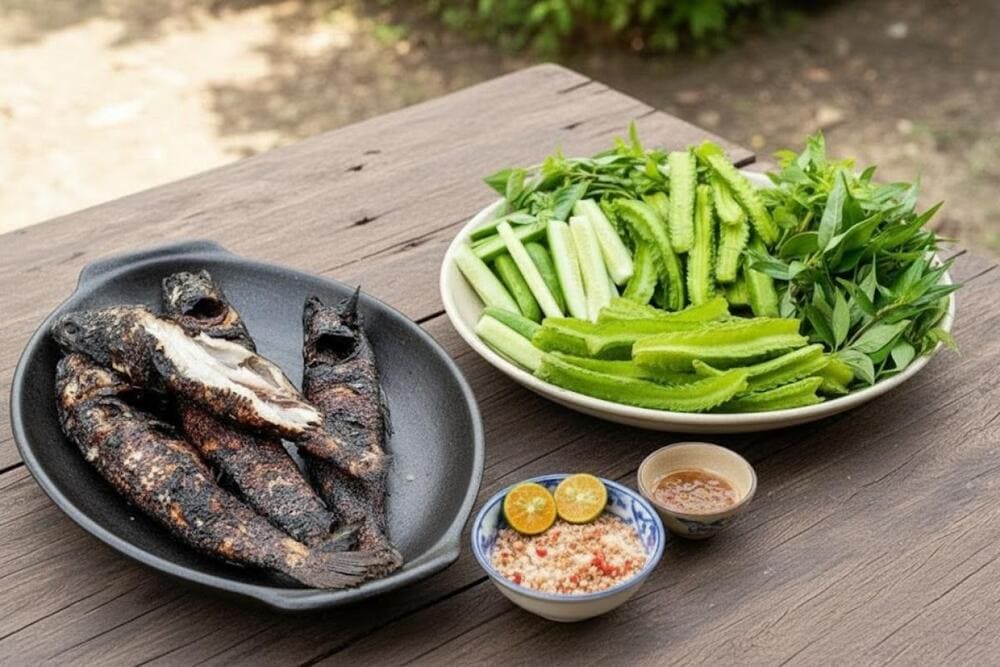 C&aacute; l&oacute;c nướng trui mộc mạc, đậm chất miền T&acirc;y.